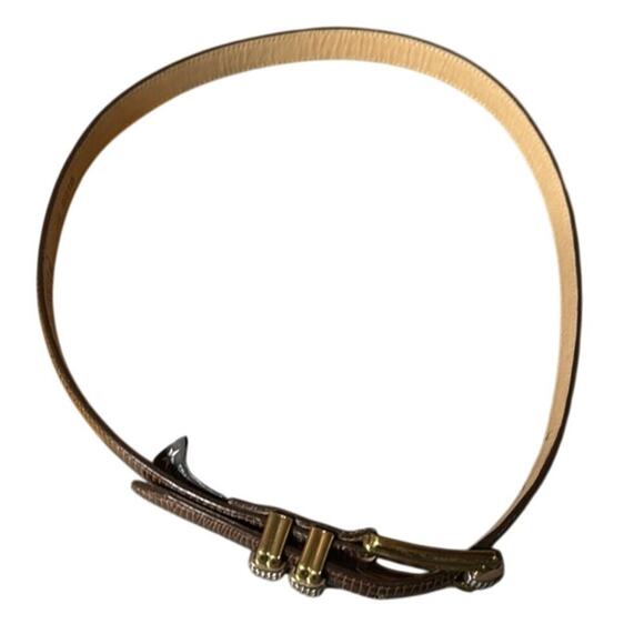 Women's Brown Brighton Classics Silver Gold Buckle ML32 Belt - Picture 2 of 9